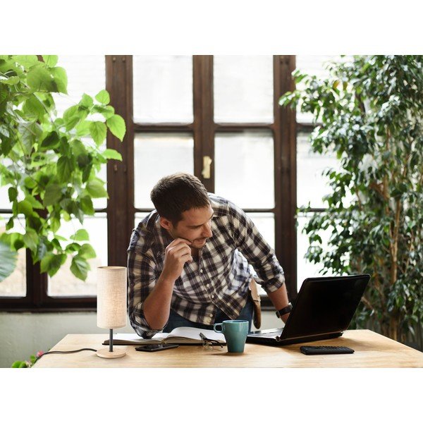 Melna/dabīga toņa galda lampa ar auduma abažūru (augstums 30 cm) Kira – Fischer & Honsel-image-1