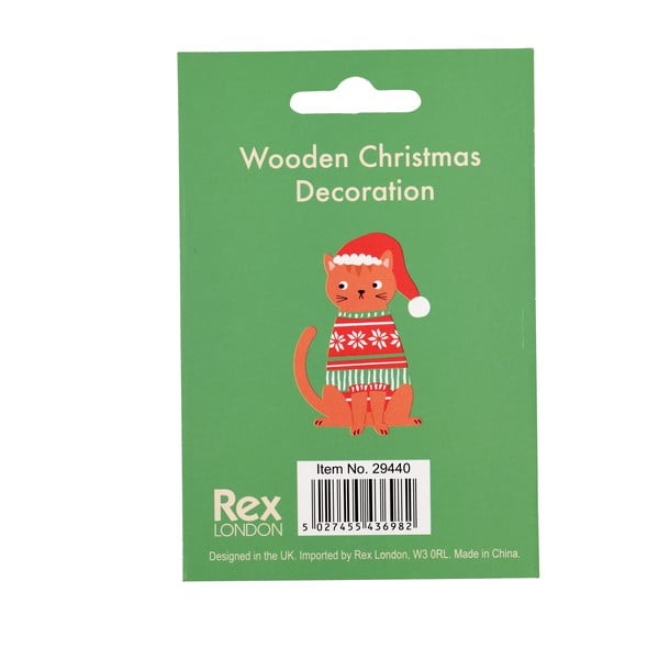 Koka Ziemassvētku eglītes rotājums 5 cm Ginger Cat – Rex London-image-4