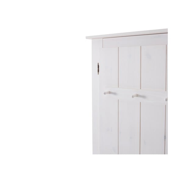 Balts priedes masīvkoka drēbju skapis ar spoguli 120x170 cm Bertram – Støraa-image-2