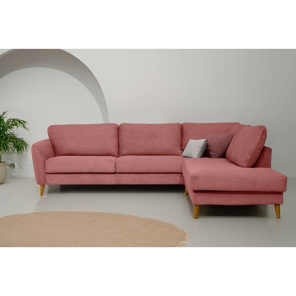 Rozā velveta stūra dīvāns (ar labo stūri) Paris – Scandic-image-1