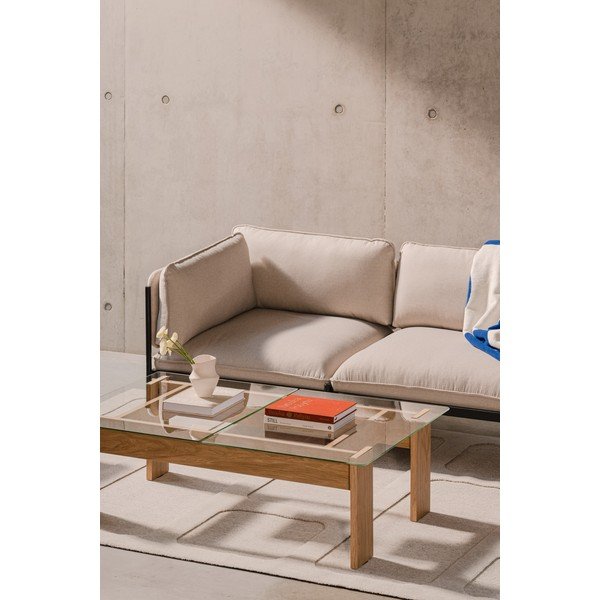 Dabīga toņa žurnālgaldiņš ar stikla galda virsmu 86x132 cm Naiko – noo.ma-image-3