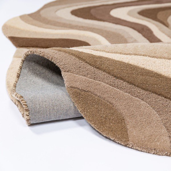 Brūns/bēšs ar rokām darināts vilnas paklājs 140x200 cm Envy Wool – Flair Rugs-image-4