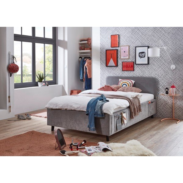 Pelēka bērnu gulta bez režģa 140x200 cm Cosy – Meise Möbel-image-1