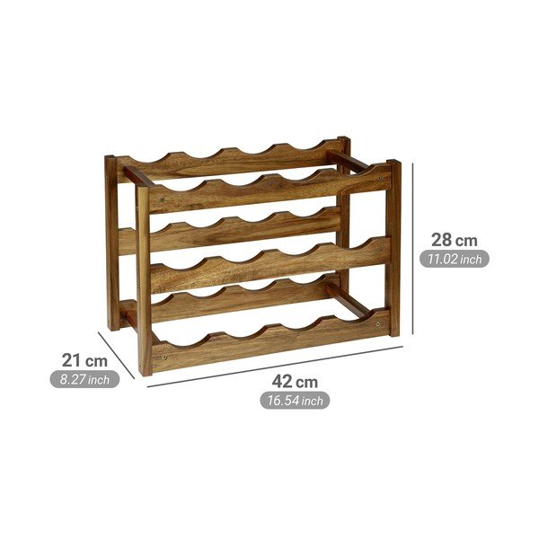 Dabīga toņa akācijas masīvkoka vīna plaukts 12 pudelēm 42x28x21 cm Fondi – Wenko-image-2