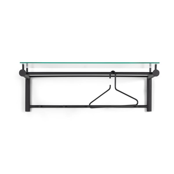 Melns metāla sienas pakaramais ar plauktu Suza – Spinder Design-image-2