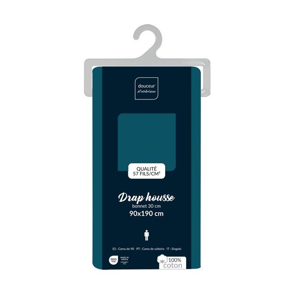 Zaļganzils kokvilnas palags ar gumiju 90x190 cm Lina – douceur d'intérieur-image-2