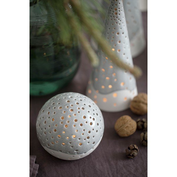 Pelēks porcelāna Ziemassvētku svečturis Kähler Design Nobili, ⌀ 14 cm-image-1