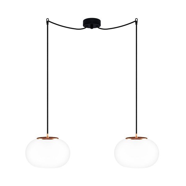 Melna dubultā piekaramā lampa ar vara detaļām Sotto Luce DOSEI