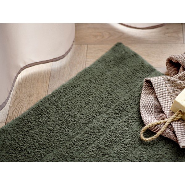 Tumši zaļš vannas istabas paklājiņš no organiskās kokvilnas  50x80 cm Soft – Södahl-image-1