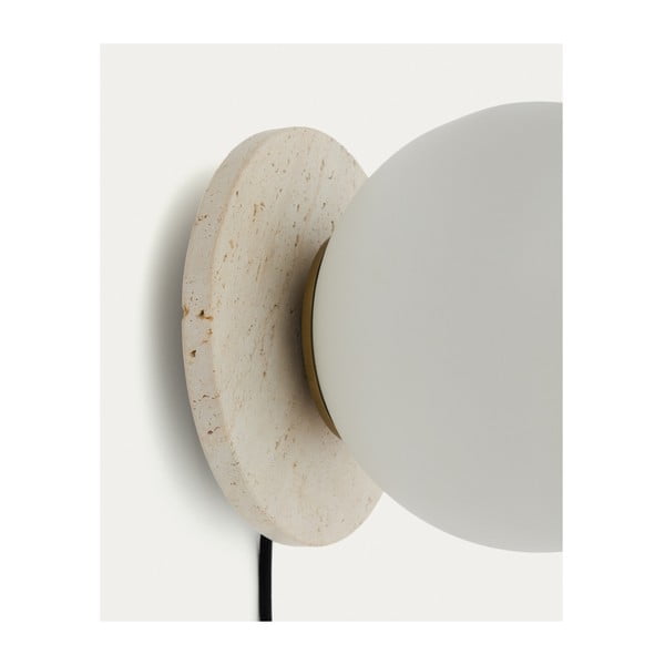 Balta/krēmkrāsas marmora sienas lampa ø 20 cm Malachi – Kave Home-image-3