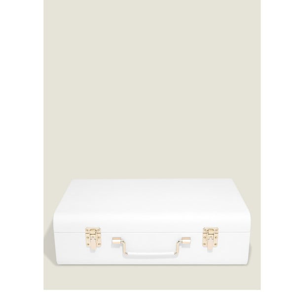 Balta dekoratīva uzglabāšanas kaste no ādas imitācijas 50x30x15 cm – Stackers-image-1