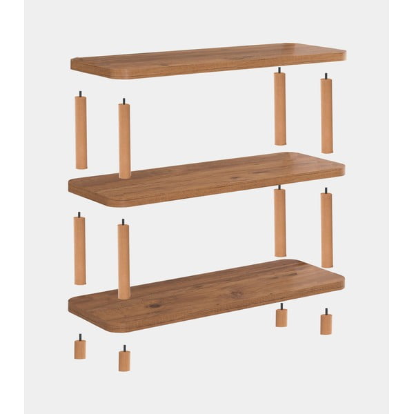 Dabīga toņa grāmatu plaukts ar priedes koka imitāciju 80x75 cm Step – Kalune Design-image-2