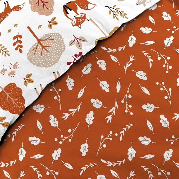 Balta/terakotas oranža vienguļamā kokvilnas bērnu gultas veļa 140x200 cm Roxy – douceur d'intérieur-image-3