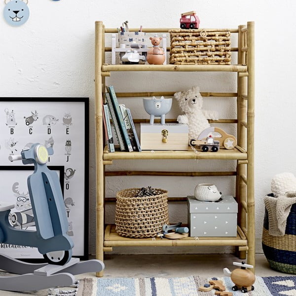 Dabīga toņa bambusa bērnu grāmatu plaukts 66x105 cm Zep – Bloomingville Mini-image-1