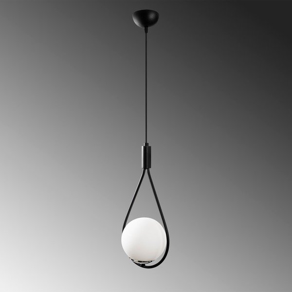 Melnbalta piekaramā lampa ar stikla abažūru Mudoni – Opviq lights-image-3