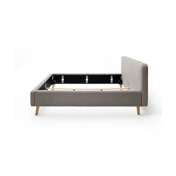Pelēkbrūna polsterēta divvietīga gulta bez režģa 180x200 cm Mattis – Meise Möbel-image-3