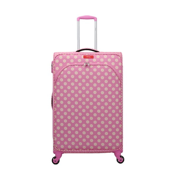 Rozā bagāžas soma uz 4 riteņiem Lollipops Jenny, augstums 77 cm