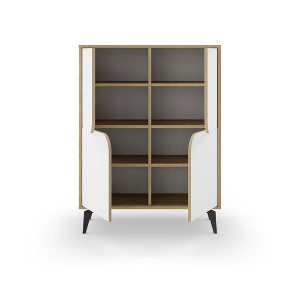 Balts/dabīga toņa skapītis ar ozolkoka imitāciju 90x120 cm Nola – Marckeric-image-4