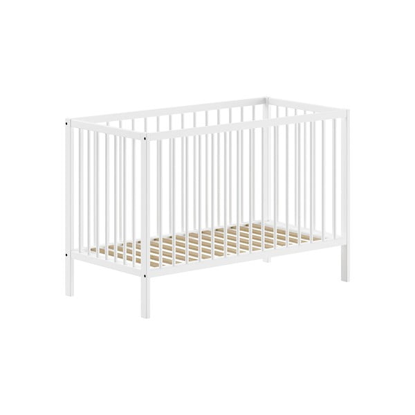 Balta priedes masīvkoka bērnu gultiņa 60x120 cm DINO – Vipack