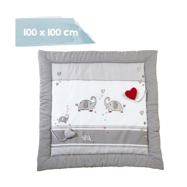 Balts/pelēks bērnu rotaļu paklājiņš 100x100 cm Jumbo twins – Roba-image-1