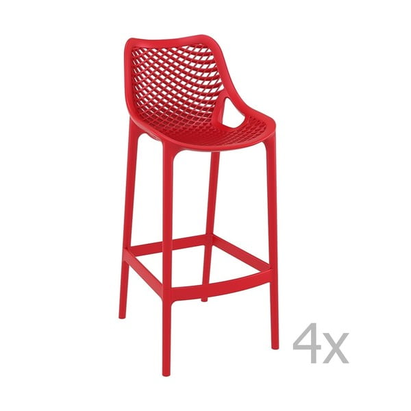 4 sarkanu bāra krēslu komplekts Resol Grid Simple, augstums 75 cm