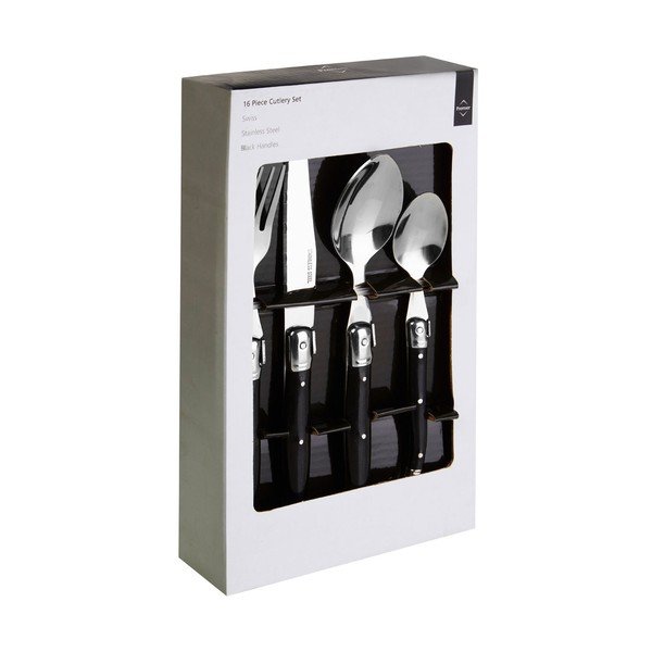 Melni nerūsējošā tērauda galda piederumi (16 gab.) Swiss – Premier Housewares-image-1