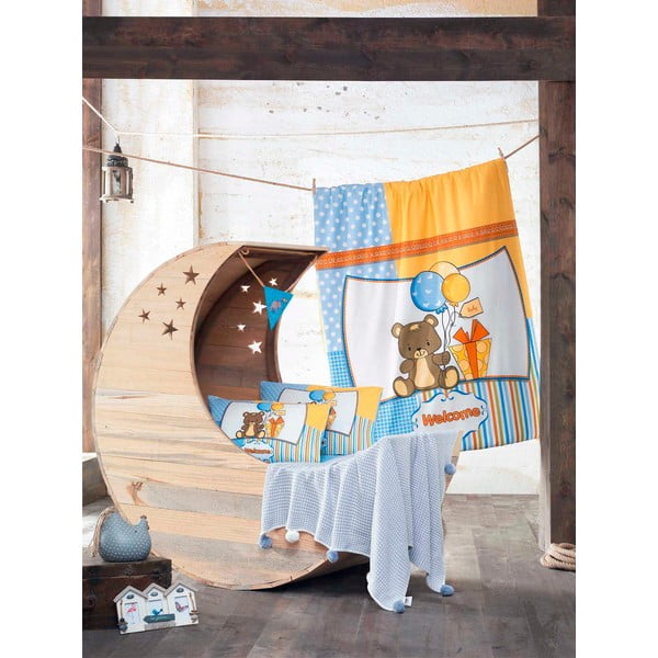 Bērnu gultasveļas un palagu komplekts ar adītu segu Sweet Bear, 100x150 cm