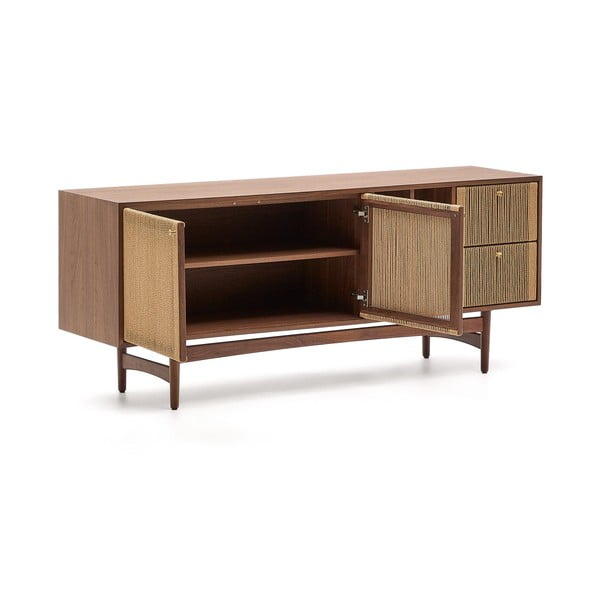 Brūna zema kumode ar riekstkoka imitāciju 180x73 cm Elan – Kave Home-image-3