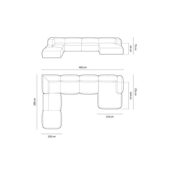 Tumši zils modulārais stūra dīvāns (ar kreiso stūri/U veida) Martina – Micadoni Home-image-3