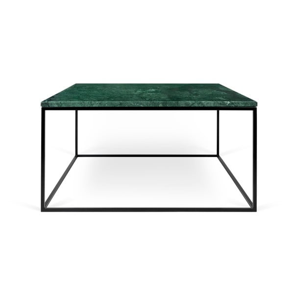 Zaļš marmora kafijas galdiņš ar melnām kājām TemaHome Gleam, 75 x 75 cm