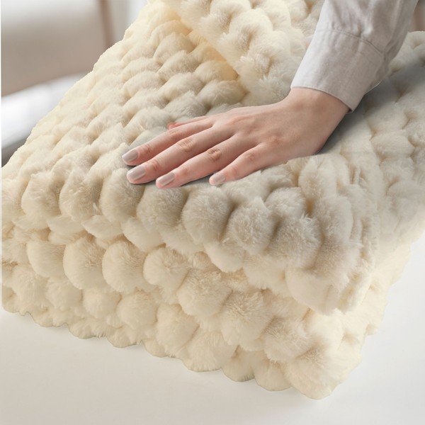 Ziloņkaula krāsas mikroplīša pleds 180x220 cm Frosty – douceur d'intérieur-image-2