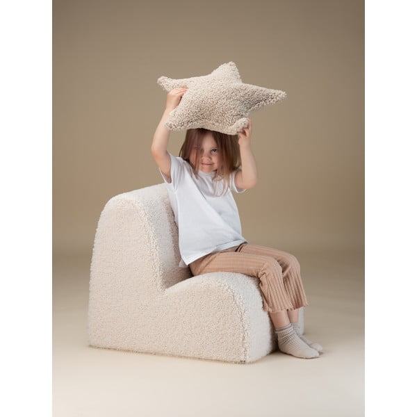 Krēmkrāsas bērnu atpūtas krēsls no buklē auduma Cloud – Wigiwama-image-3