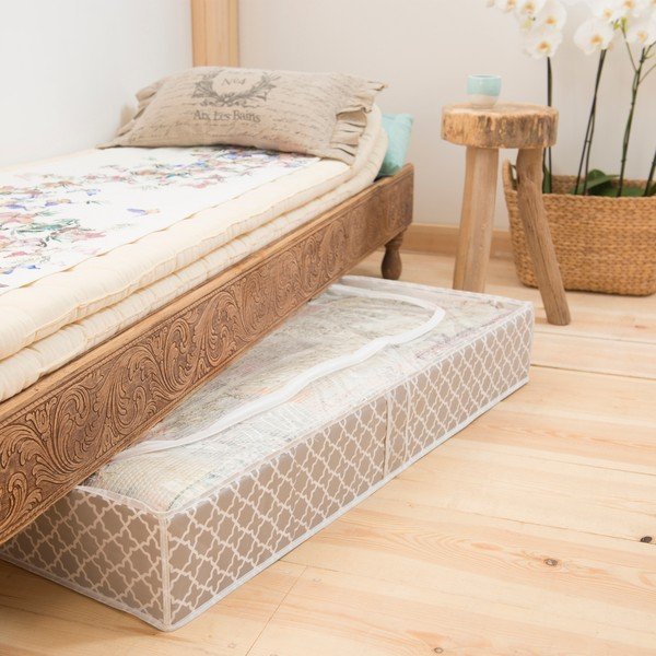 Bēša uzglabāšanas kaste zem gultas Compactor, garums 107 cm-image-1