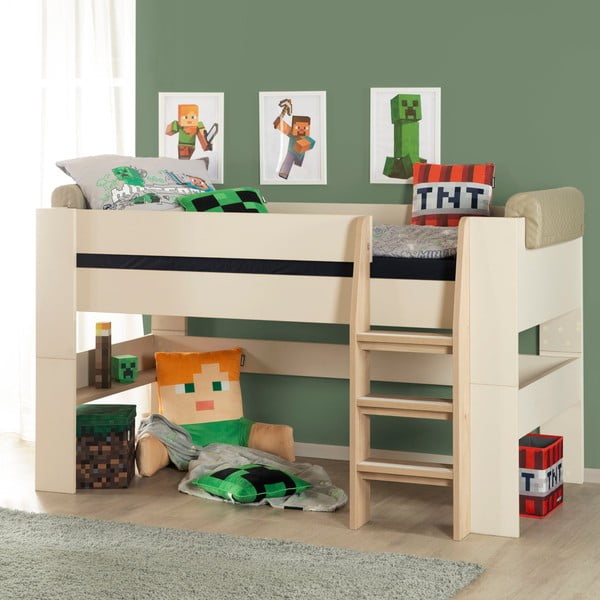 Bēša paaugstināta bērnu gulta bez režģa 90x200 cm Loft – Roba-image-3