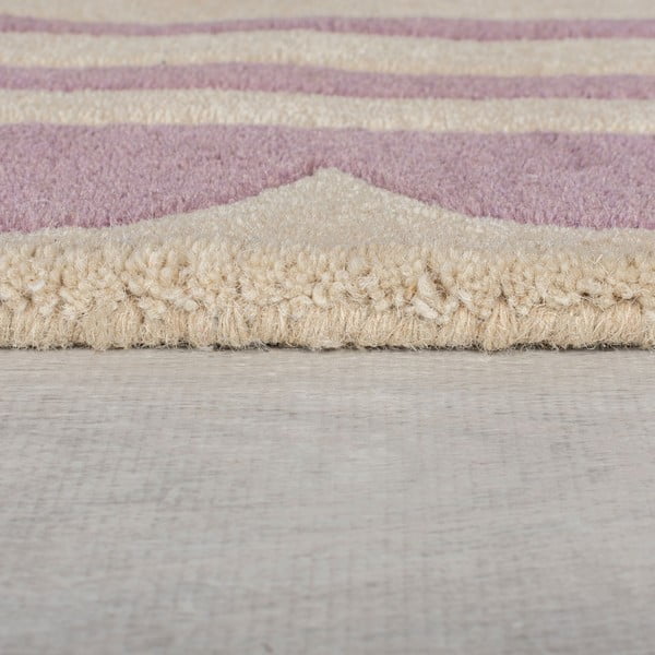 Violets/dabīga toņa ar rokām darināts vilnas paklājs 120x170 cm Lois Scallop – Flair Rugs-image-4
