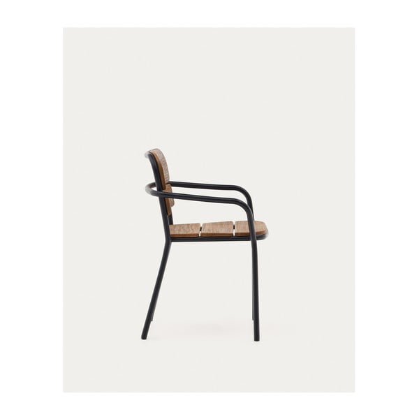 Melns/brūns masīvkoka/metāla dārza krēsls Algueret – Kave Home-image-1