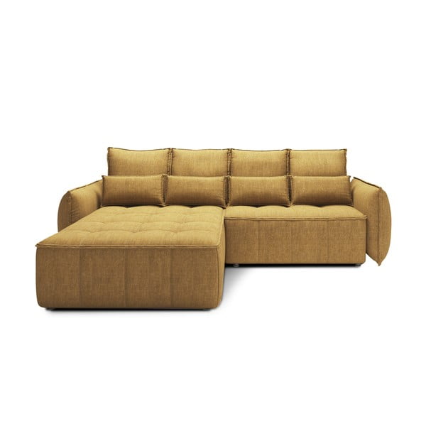 Dzeltens samta salokāms/ar uzglabāšanas vietu stūra dīvāns (ar kreiso stūri/ar zvilni) Campo – ELTAP