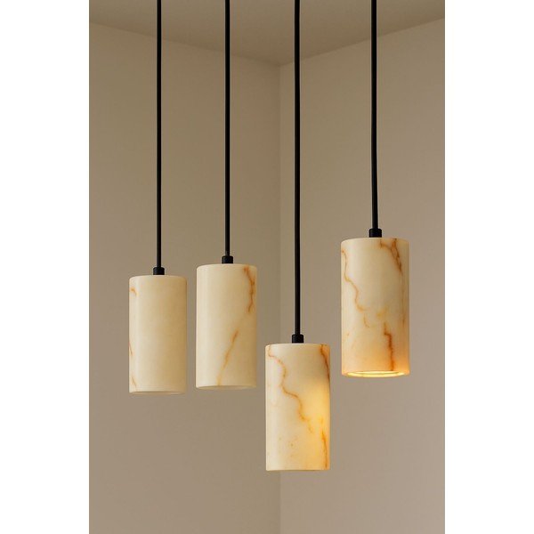 Krēmkrāsas piekaramā lampa ar marmora abažūru ø 6,5 cm Selma – Opviq lights-image-1
