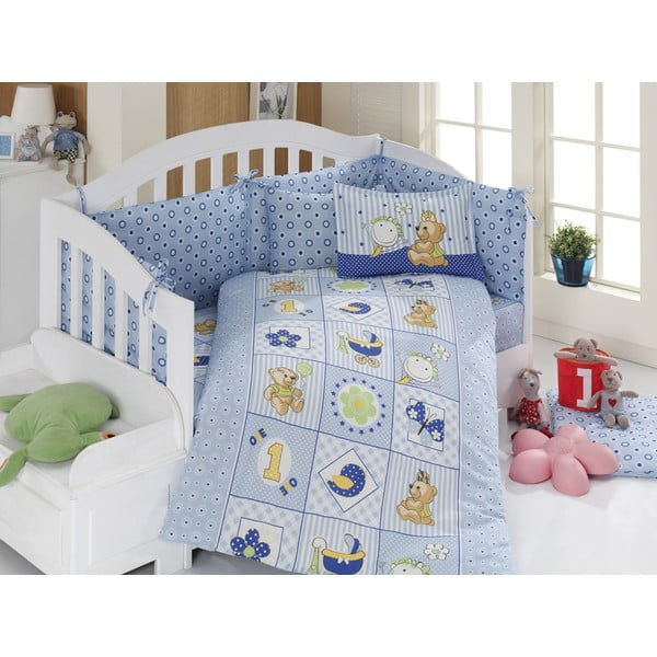 Bērnu gultasveļas un palagu komplekts Blue Teddy, 100x150 cm