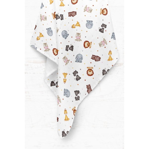 Balta muslīna bērnu sega 75x100 cm Zoo – Mijolnir-image-2