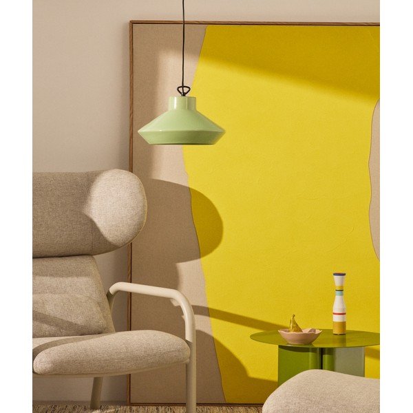 Gaiši zaļa piekaramā lampa ar keramikas abažūru ø 31 cm Portol – Kave Home-image-1