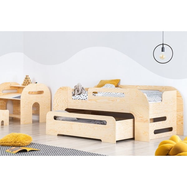 Dabīga toņa izvelkama bērnu gulta 80x200 cm AIKO – Adeko-image-2