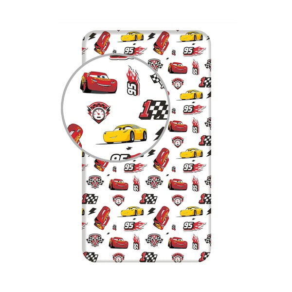 Kokvilnas bērnu palags ar gumiju 90x200 cm Cars "McQueen" – Jerry Fabrics