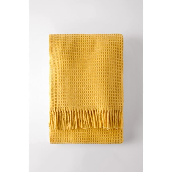 Dzeltens pleds ar vafeļu rakstu Euromant Waffle, 140 x 160 cm