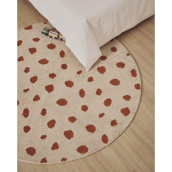 Krēmkrāsas mazgājams/ar rokām darināts kokvilnas bērnu paklājs ø100 cm Tandani – Kave Home-image-1