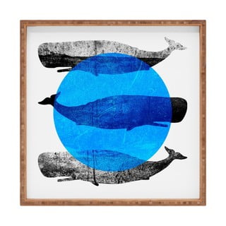 Koka dekoratīva servēšanas paplāte Whale, 40 x 40 cm
