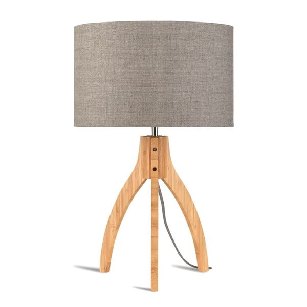 Galda lampa ar smilškrāsas toni un bambusa struktūru Good&Mojo Annapurna