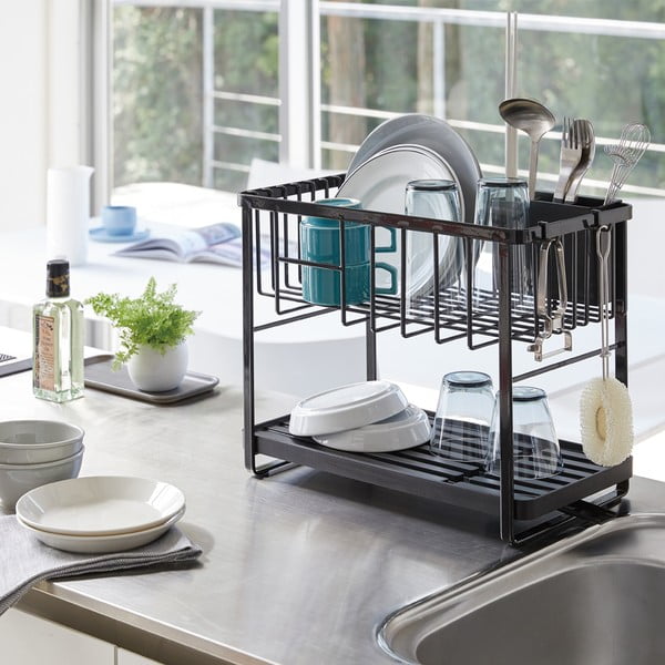 Divu līmeņu metāla trauku žāvētājs Tower – YAMAZAKI-image-1