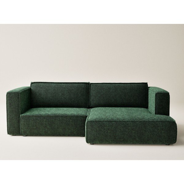 Tumši zaļš salokāms stūra dīvāns no šenila auduma ar uzglabāšanas vietu (ar labo stūri/ar zvilni) Velto – Maison de Rêve-image-2