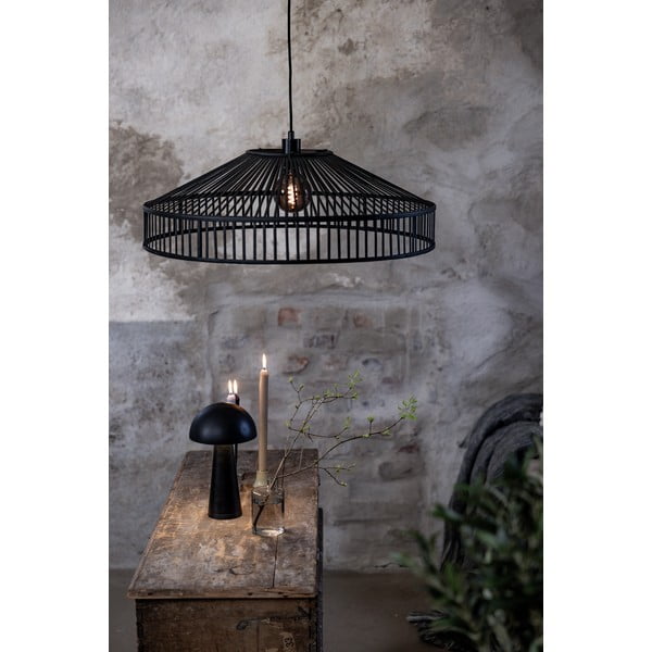Melna piekaramā lampa ar bambusa abažūru ø 70 cm Tapa – Markslöjd-image-1